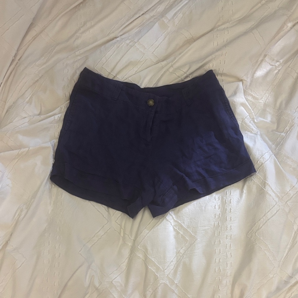 LOFT High Waist Dark Blue Linen Shorts